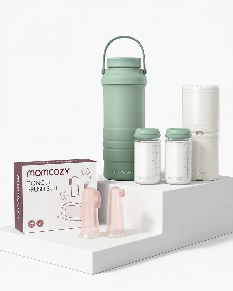On-the-Go Baby Care Bundle: Portable Breast Milk Cooler and Finger Toothbrush Set