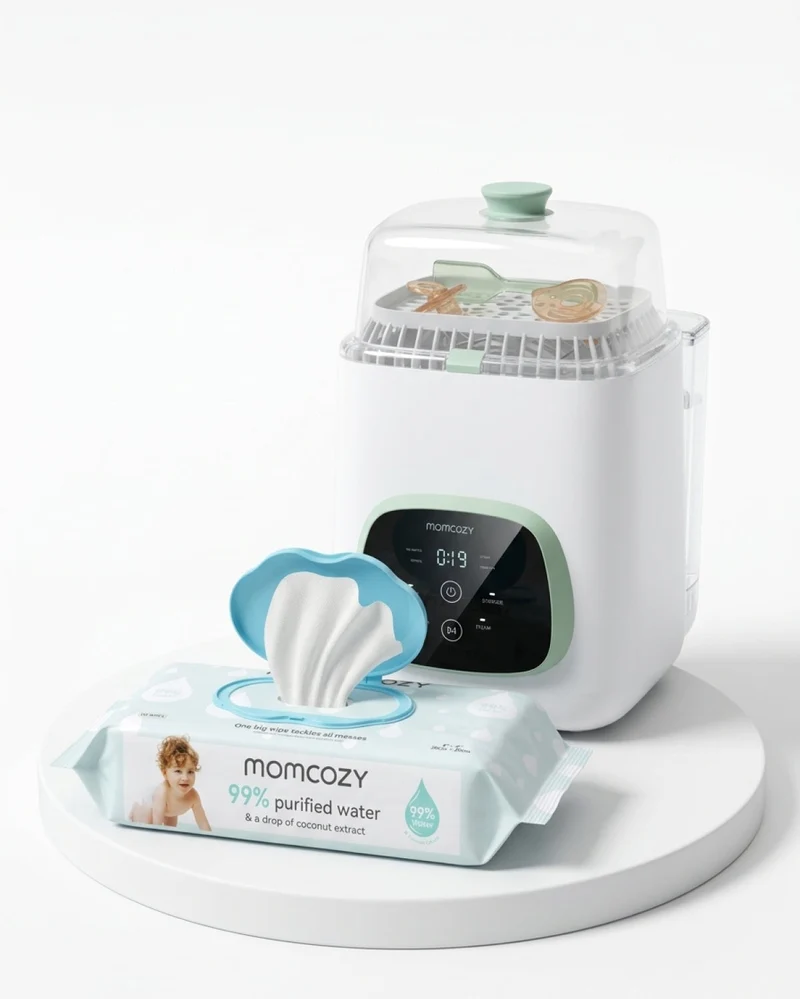 KleanPal Pro Baby Bottle Washer & 99% Water Wipes Set