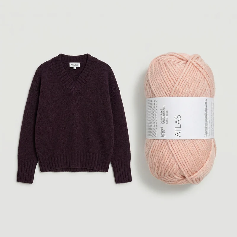 PetiteKnit Hannah Sweater V-neck – neulesetti Sandnes Garn Atlas