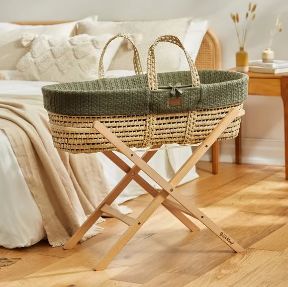 Biologisch gebreide Mozesmand set incl natuurlijk matras - New Edition