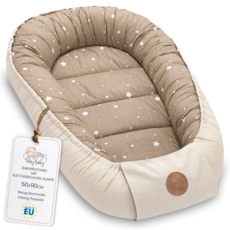 Babynest Babynestchen Neugeborene mit Tragegriff 90x50 cm - Baby Nestchen tragbar Nest für Bett Kinder Kuschelnest