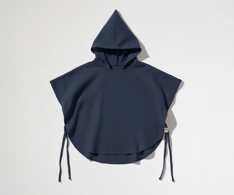 Musselin Poncho mit Kaputze, GOTS