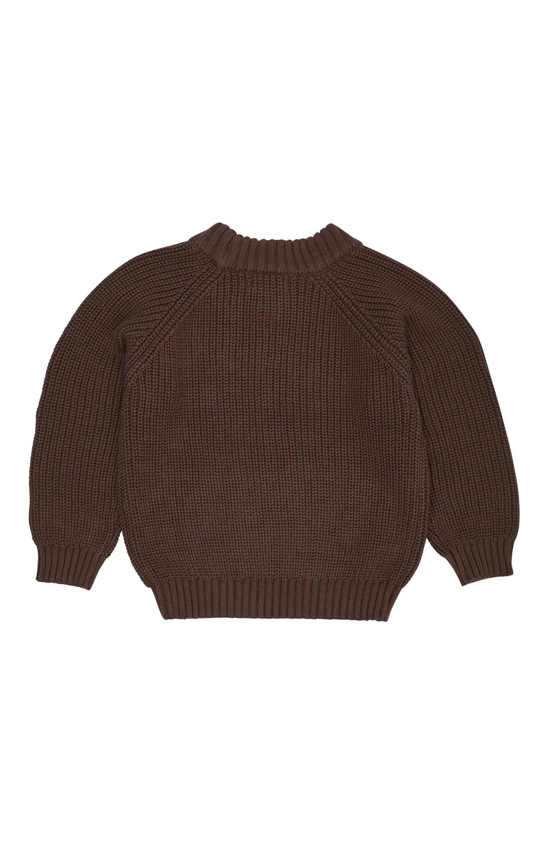 Knitted Classic Rib Sweater - Dark Brown