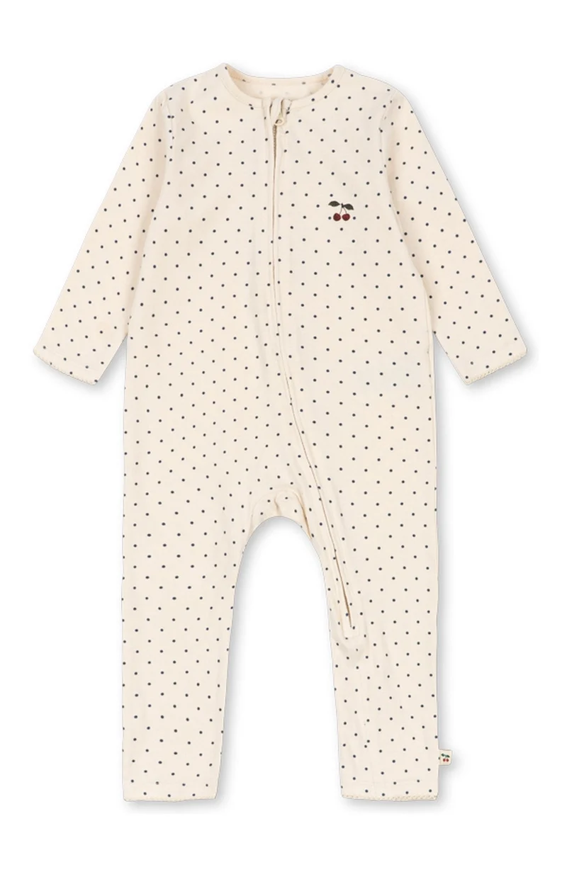 Basic Zip Onesie - Blue Dot