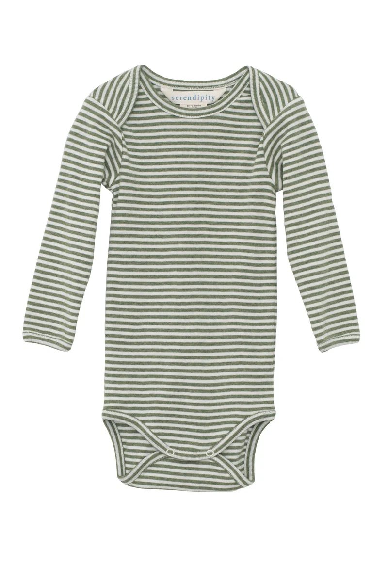 Baby Body Stripe - Moss / Offwhite
