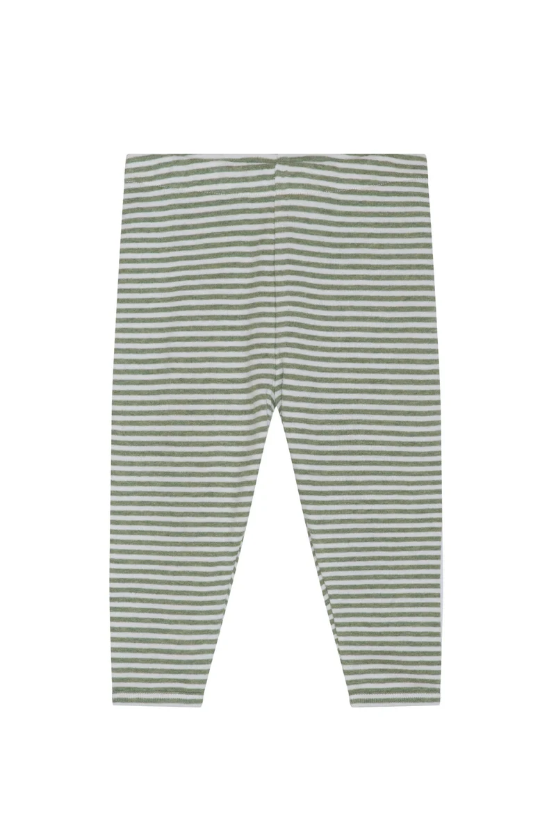 Baby Leggings Stripe - Moss / Offwhite