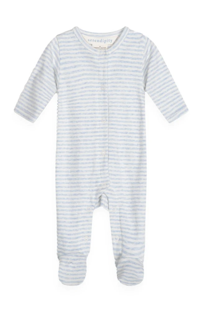 Newborn Suit w. Feet - Mist/Offwhite