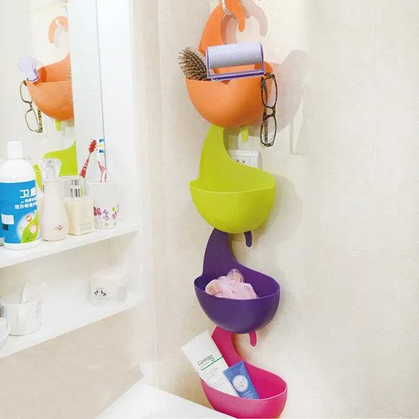 Bathroom Kitchen Wall Hanging Storage Baskets Rack Basket Wall Shelf Organizer