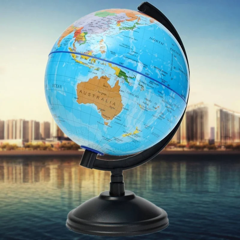 World Globe Atlas Map With Swivel Stand Geography Educational Toy Kids Gift