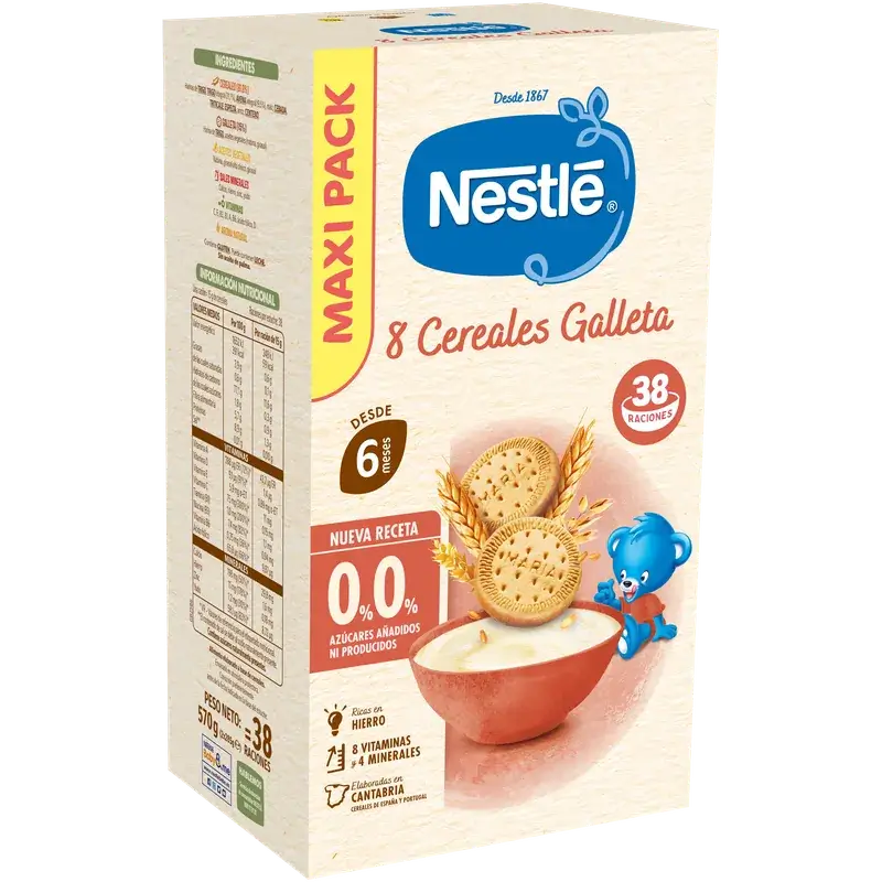 Nestlé 8-Grain Baby Porridge 0% Biscuit, 570g