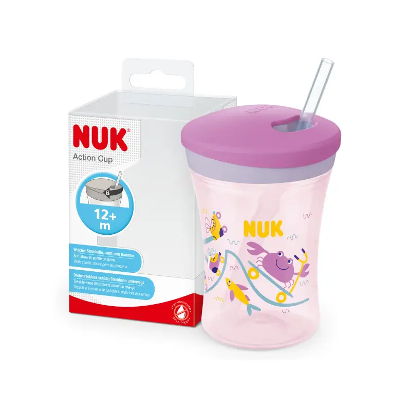 Nuk Action Cup Training Cup +12 Months Crab (Purple), 230 ml