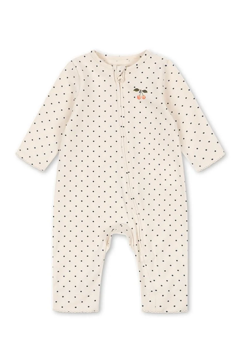 Basic Zip Onesie - Blue Dot