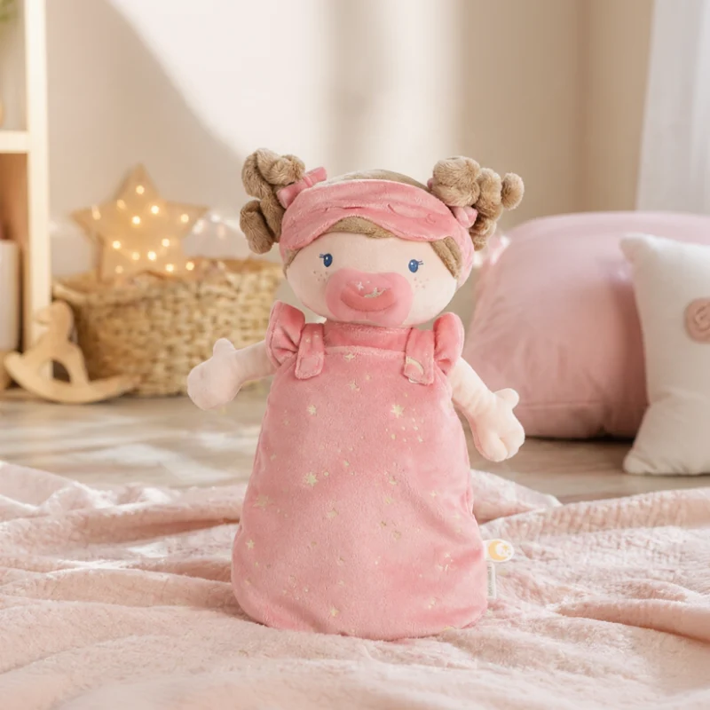 Schlafpuppe Rosa mit Leuchtfunktion – kuschelweiche Puppe 40cm | Personalisierbar mit Namen
