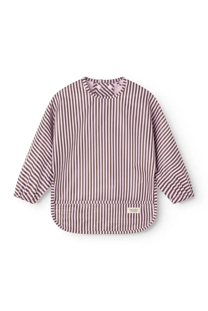 Apron Dinner LS Bib - Pink Brown Stripes