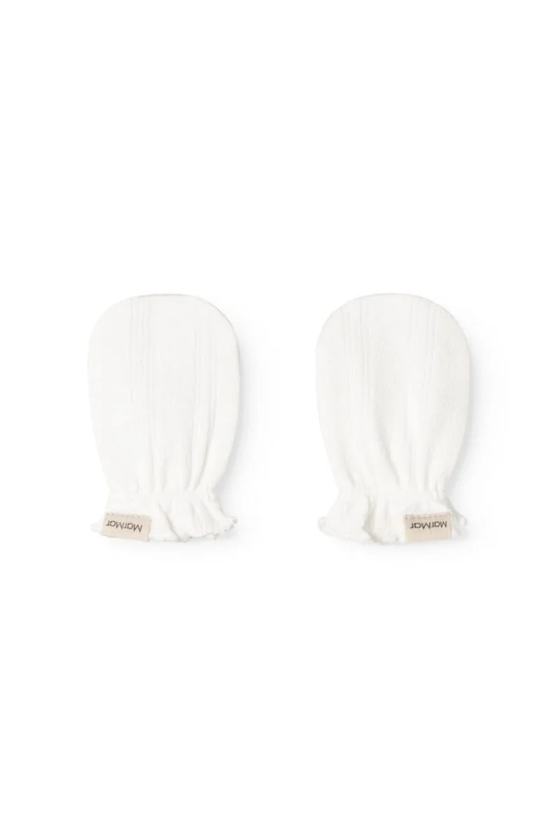 Newborn Gloves Pointelle - Gentle White