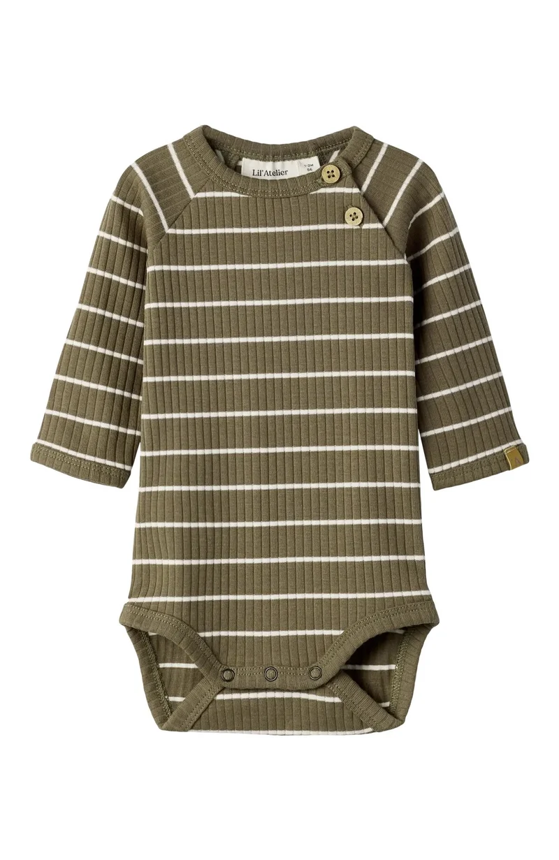 Kail Långärmad Body - Shitake Stripe