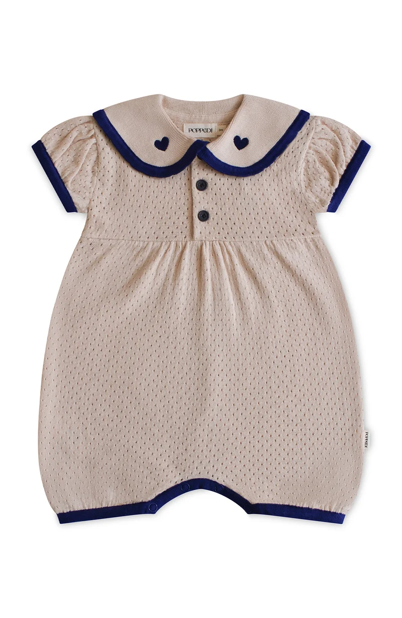 League Sail Romper - Sand/Navy