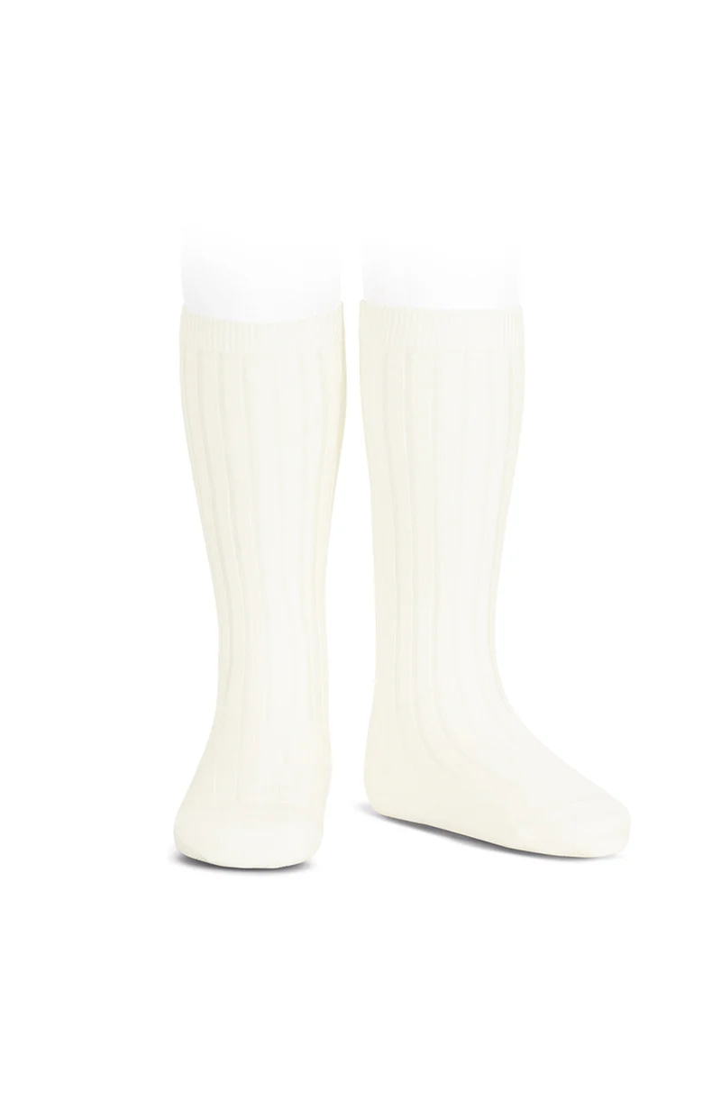 Ribbed Knee Socks - Cream