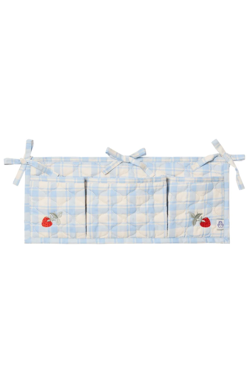 Quiltad Sängficka - Plaid Sky Blue