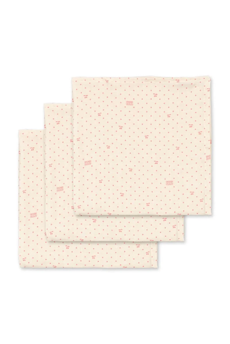 Muslin Cloths 3pk - Cherry Dot