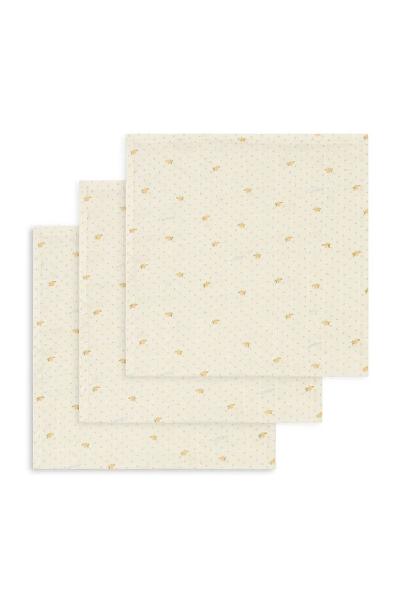 Muslin Cloths 3pk - Lemon Dot