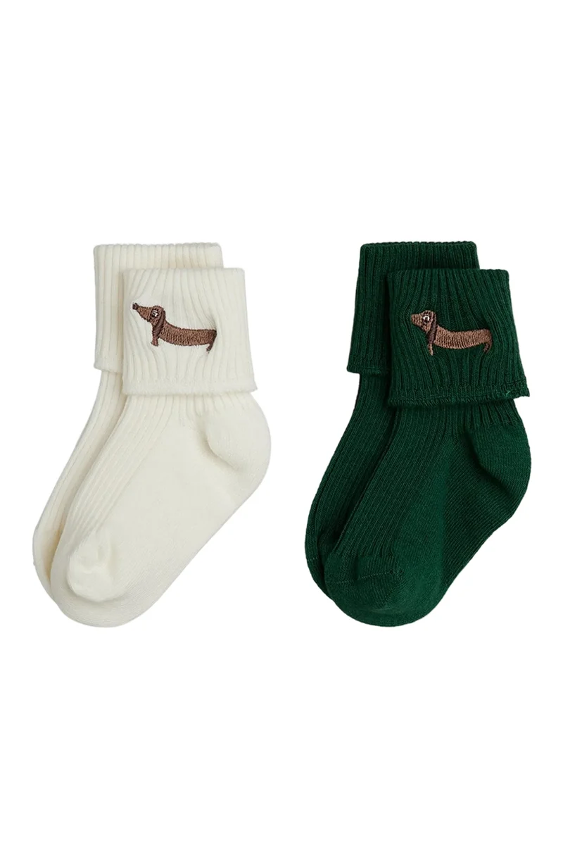 Hund Ribbade Babystrumpor 2-pack - Multi