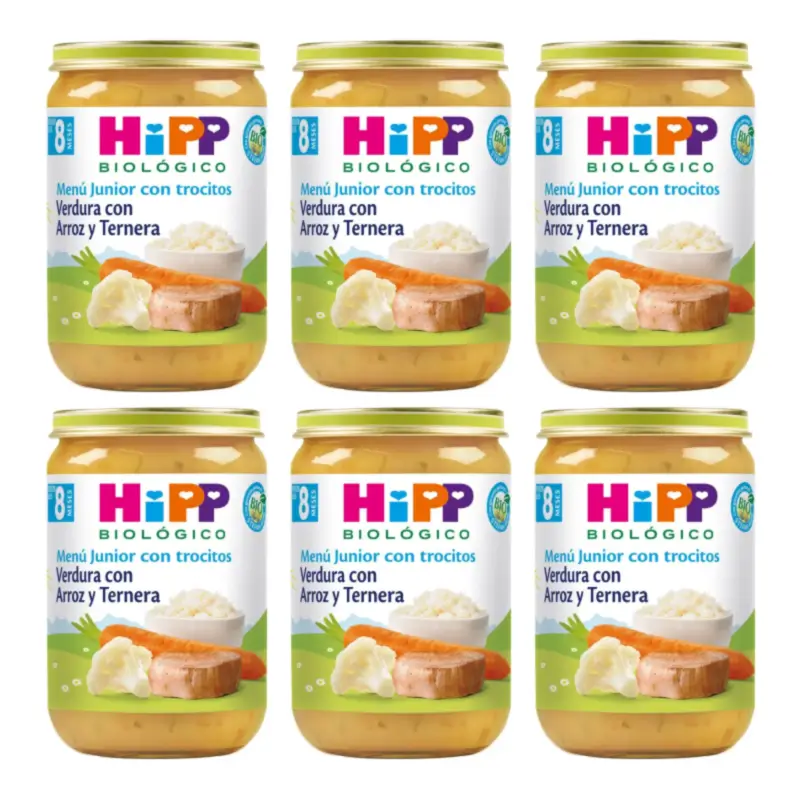 Hipp Bio Vegetable, Rice and Beef Jar, Pack of 6 x 220 g