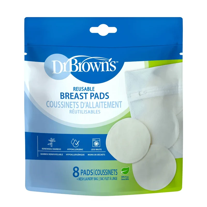 Dr. Brown's - Bamboo Reusable Breast Pads With Laundry Bag - 8ct