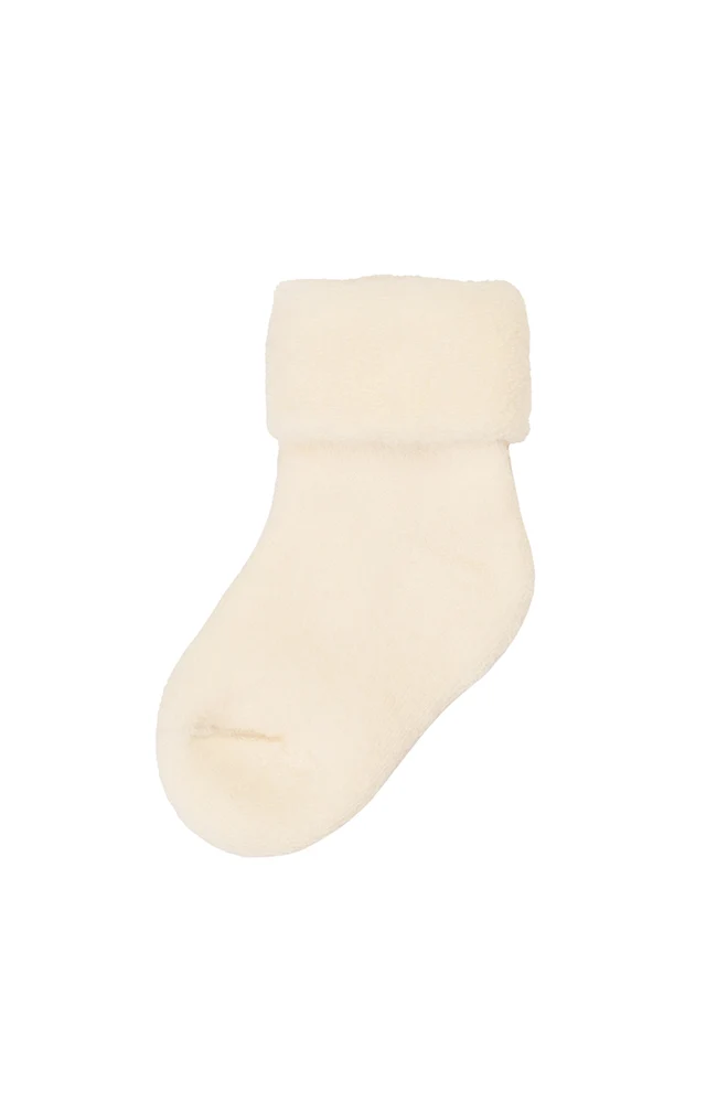 Wool Socks w/ Terry Cuff - Off White