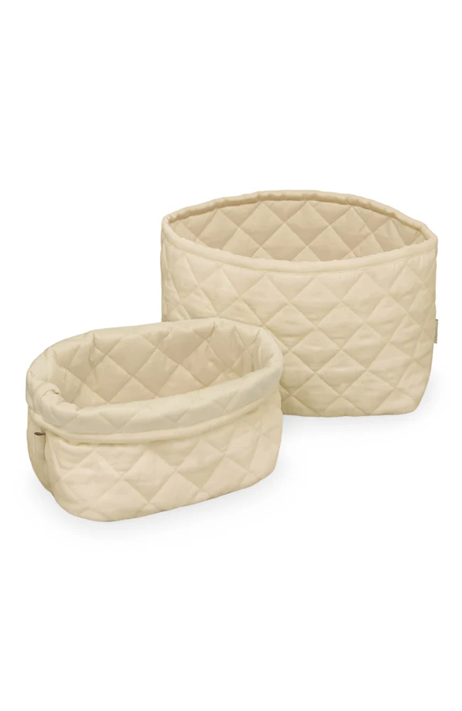 Quilted Storage Basket 2 pack - Praline