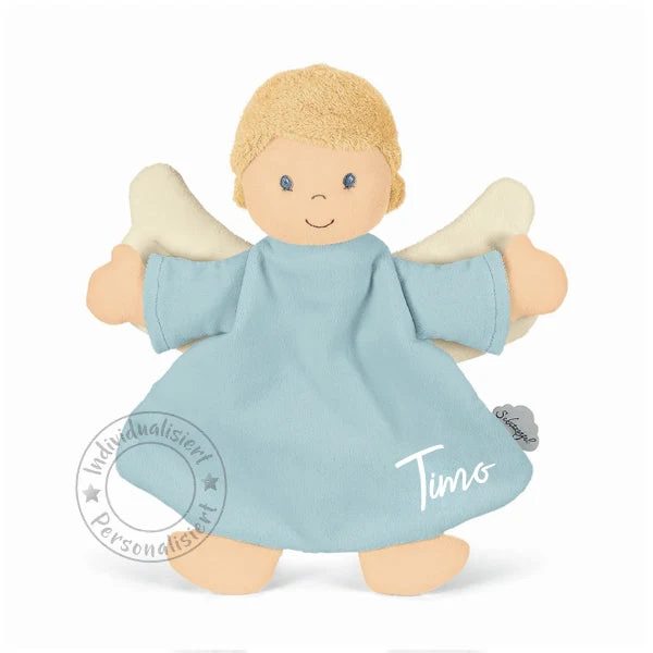 Schnuffeltuch Schutzengel Blau mit Geschenkbox – personalisierbar | Sterntaler