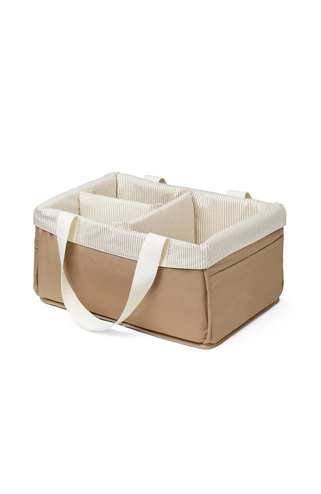 Diaper Caddy - Classic Stripes Camel