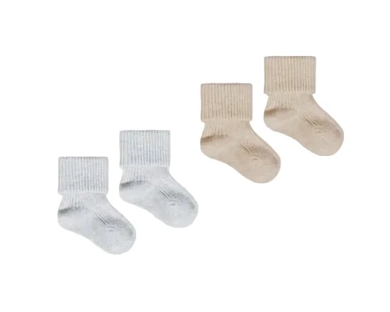 Quincy Mae - Evergreen - Melange Baby Socks - 2pk