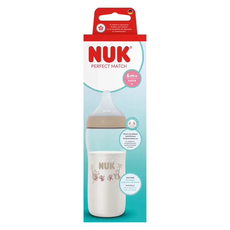 NUK Perfect Match 360 ml Baby Bottle with XL Teat, 6m+, Mono