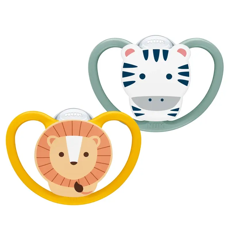 NUK Perfect Match Air Silicone Dummy T2 6–18 months Zebra/Lion, 2 pcs