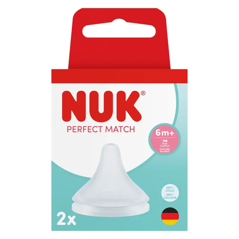 NUK Perfect Match Silicone Teat with Flow Control for 6 months and over, pack of 2