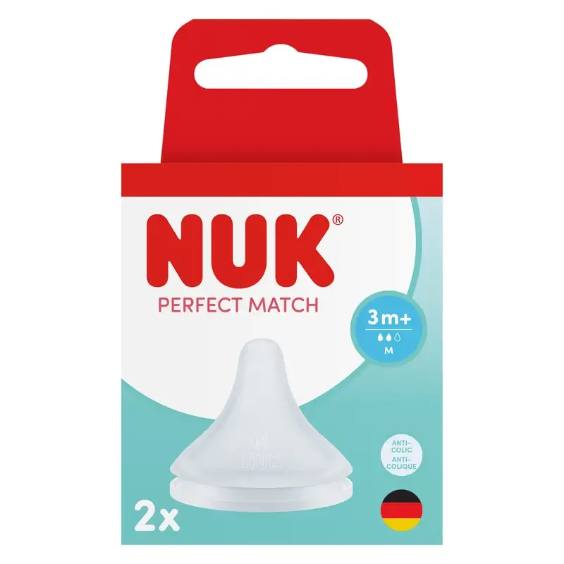 NUK Perfect Match Silicone Teat, Flow M, 3m+, 2-pack