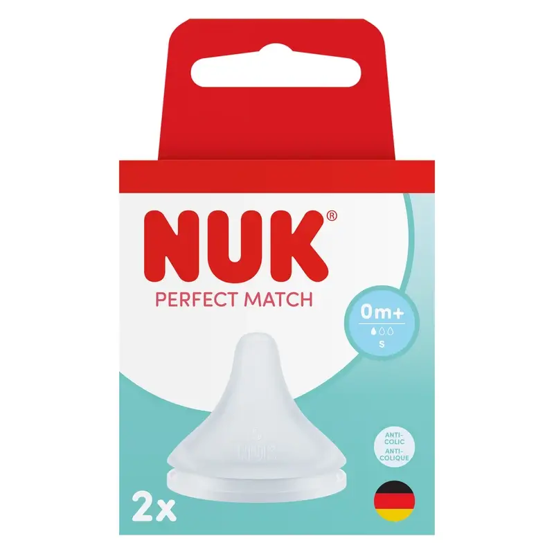 NUK Perfect Match Silicone Teat, Flow S, 0m+, 2-pack