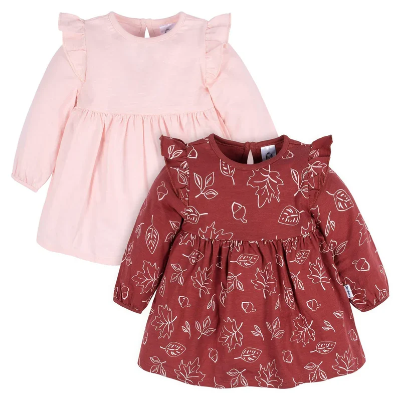 Gerber - Toddler Girls' 2-Pack Long Sleeve Dresses