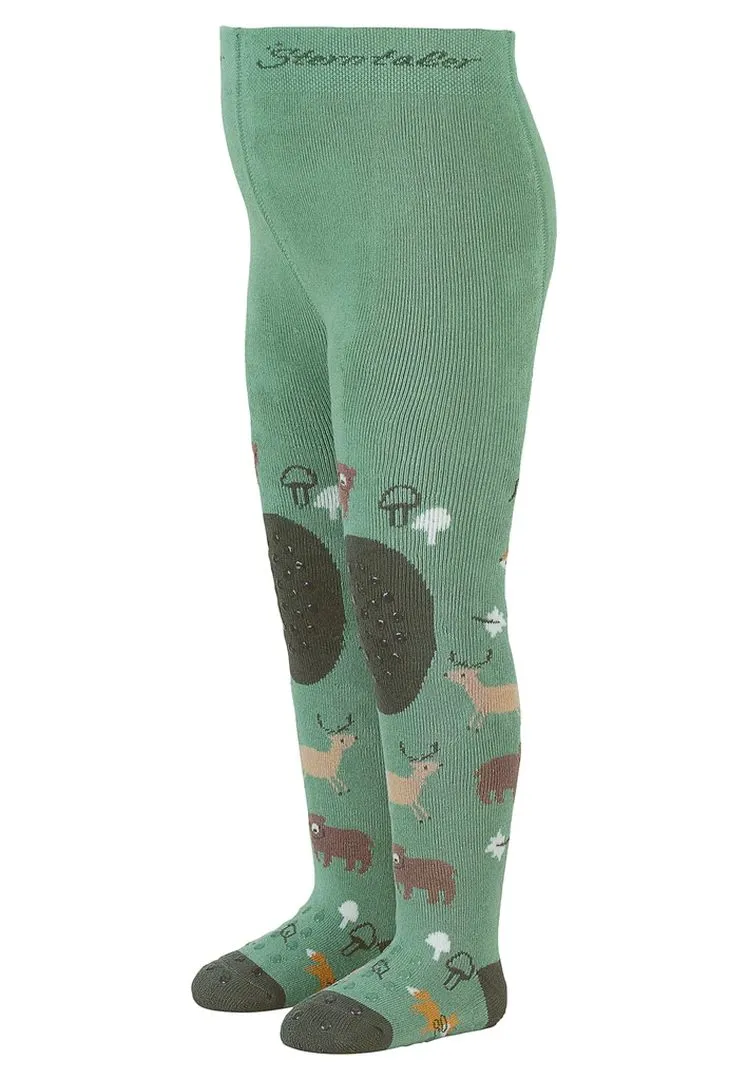 Krabbelstrumpfhose Waldtiere Gr. 74 Steingrün | Sterntaler