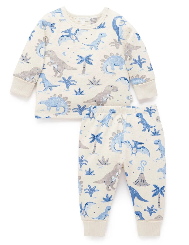 Purebaby - Dino Long Sleeve Textured PJ Set