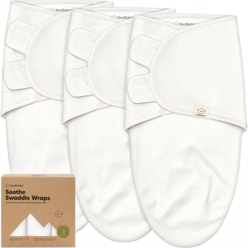 KeaBabies - Soothe Baby Organic Cotton Wrap Swaddles - 3pk