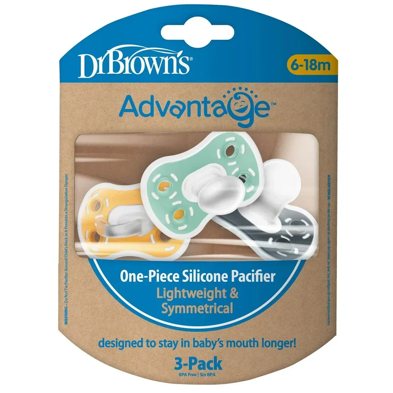 Dr. Brown's - Advantage One-Piece Silicone Pacifier (3 Pack, 6-18M)
