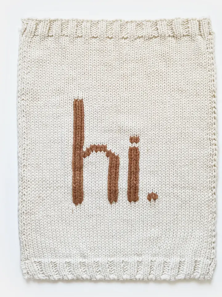 Huggalugs - Hand Knit Baby Blanket - Hi.