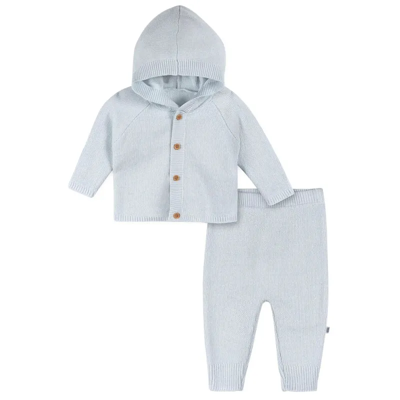 Just Born - Hooded Cardigan Sweater Knit Set (2 Piece)