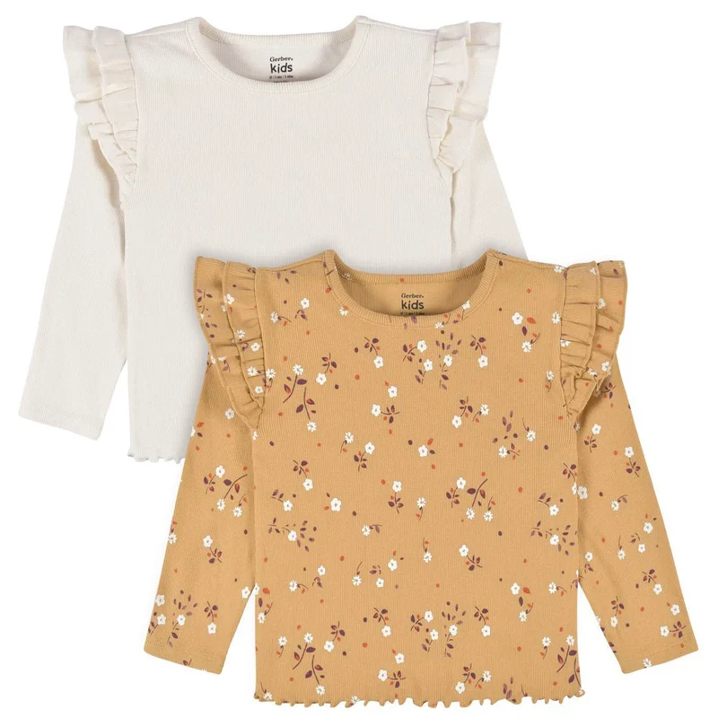 Gerber - Baby Double Ruffle Tops - 2 Pack