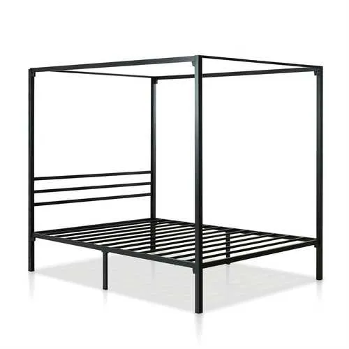 Twin size Modern Black Metal Canopy Bed Frame