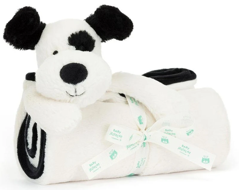 Baby Jellycat - Bashful Black & Cream Puppy Blankie