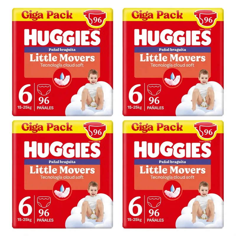 Huggies Little Movers Size 6 (15-25 Kg) Disney Baby Diaper Briefs , 96 pieces, pack 4