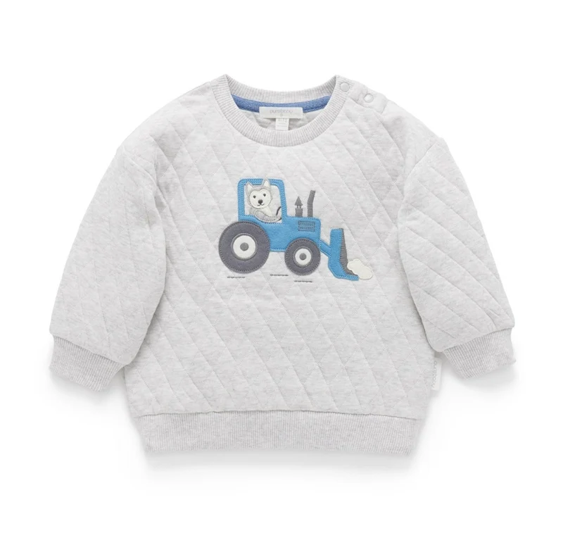 Purebaby - Quilted Slouchy Pullover - Snow Plow